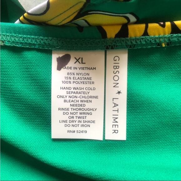 Gibson Latimer NWT Side Cinched Drawstring Green Yellow Tan White Floral Prt XL - Picture 7 of 10